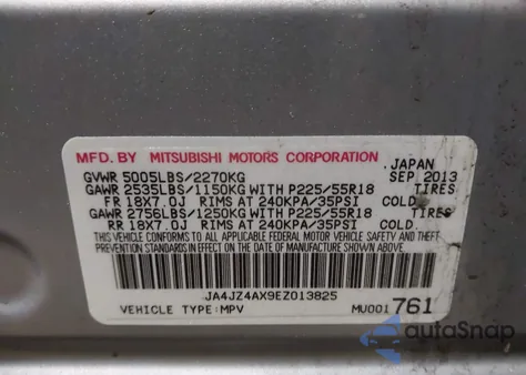 2014 Mitsubishi Outlander Gt from USA, damaged, VIN JA4JZ4AX9EZ013825